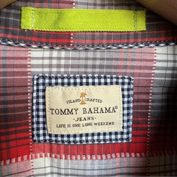 Tommy Bahama Men’s Red & Grey Plaid Long Sleeve Button Front Shirt, XXL - Picture 5 of 10